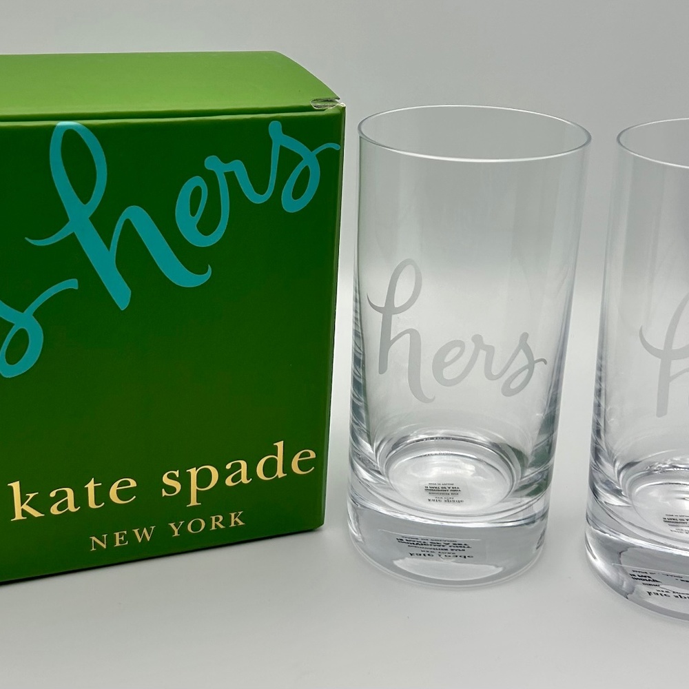 Kate Spade Wedding His & Hers Hiballs Set Of Two Lenox Crystal Glassware (New)